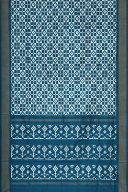 Collection of Pochampally Ikat Silk Blue Saree in a gallery layout