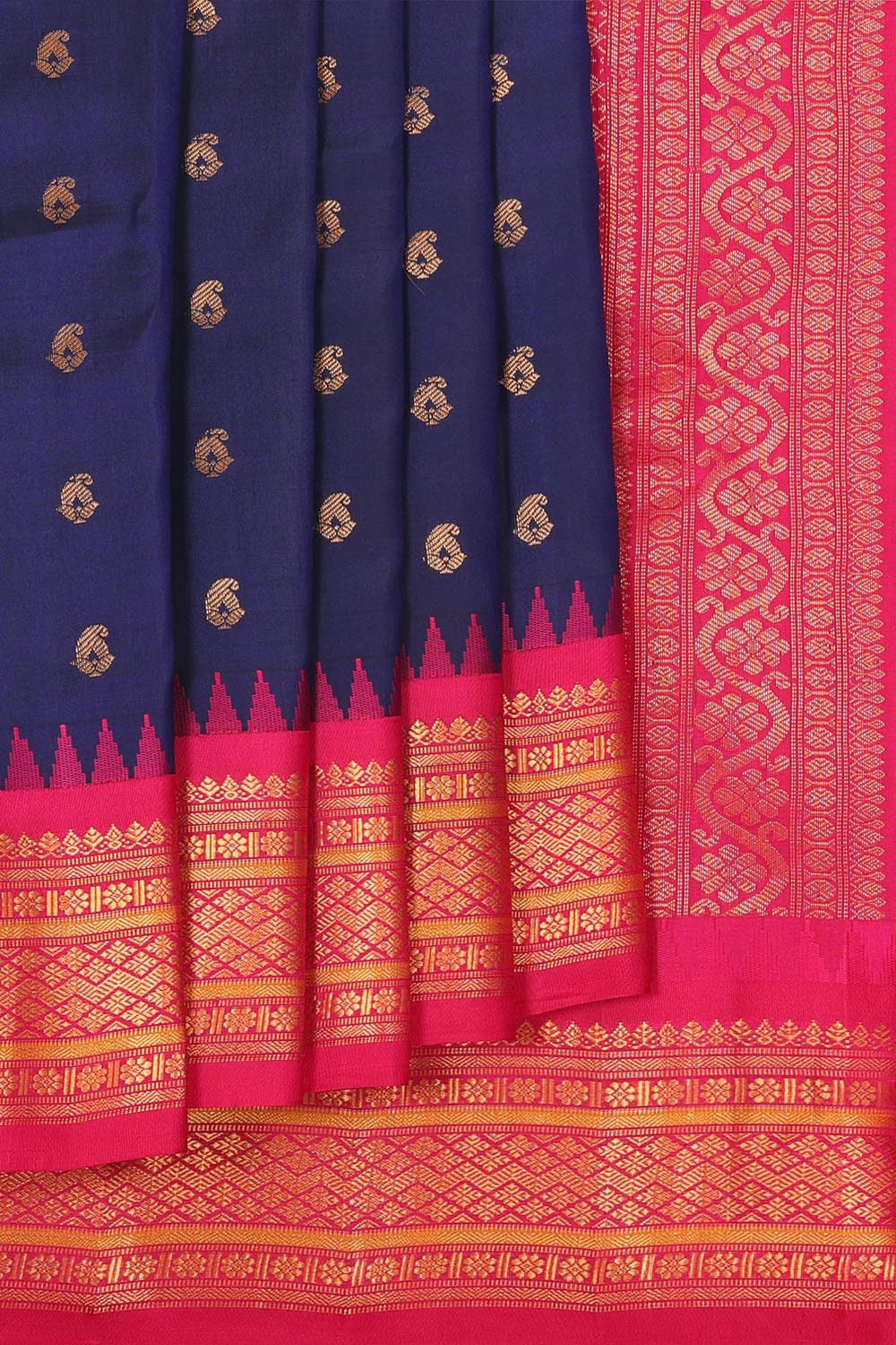 Gadwal Silk Navy Blue Saree