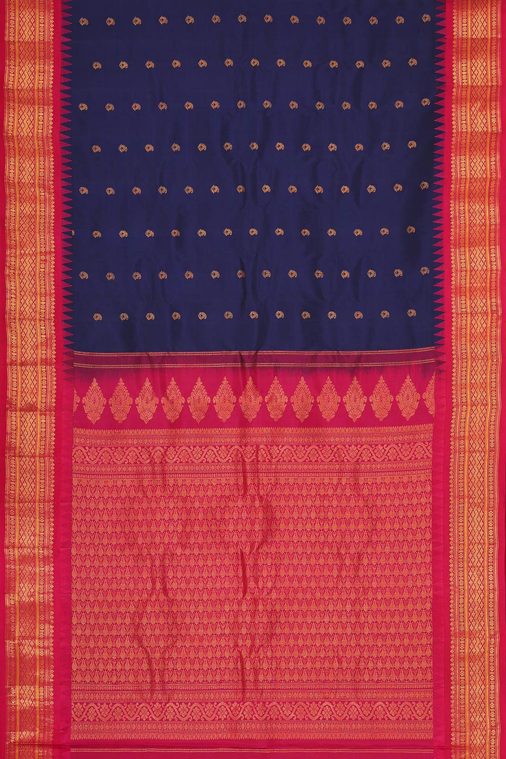 Gadwal Silk Navy Blue Saree