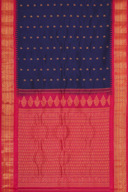 Image of Gadwal Silk Navy Blue Saree