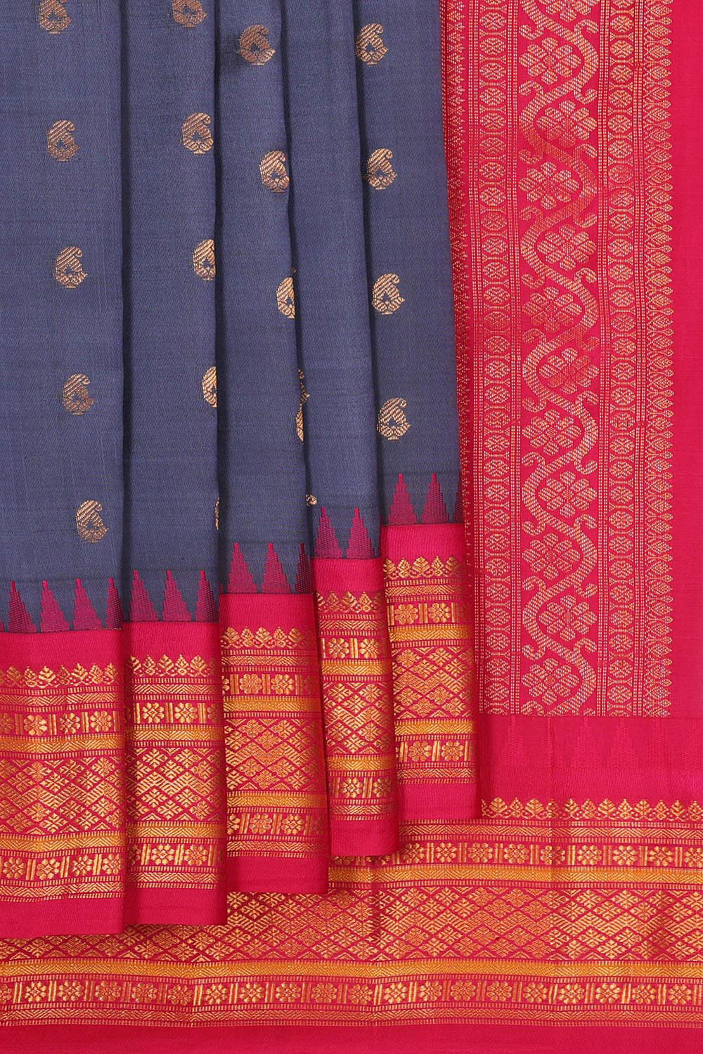 Gadwal Silk Navy Blue Saree