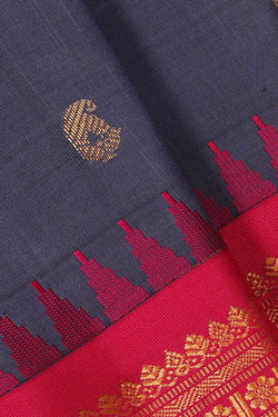 Image of Gadwal Silk Navy Blue Saree