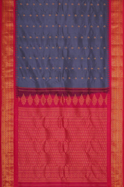 Image of Gadwal Silk Navy Blue Saree