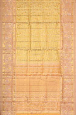 Image of Kanchipattu Golden Green Brocade Saree