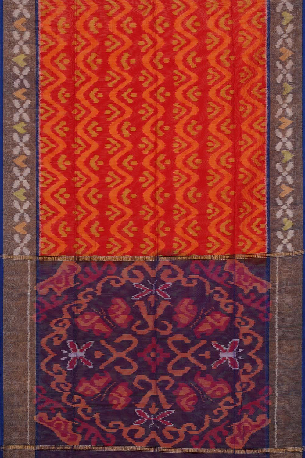 Collection of Ikat Cotton Silk Red Saree in a gallery layout