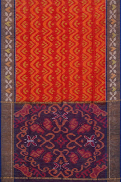 Collection of Ikat Cotton Silk Red Saree in a gallery layout