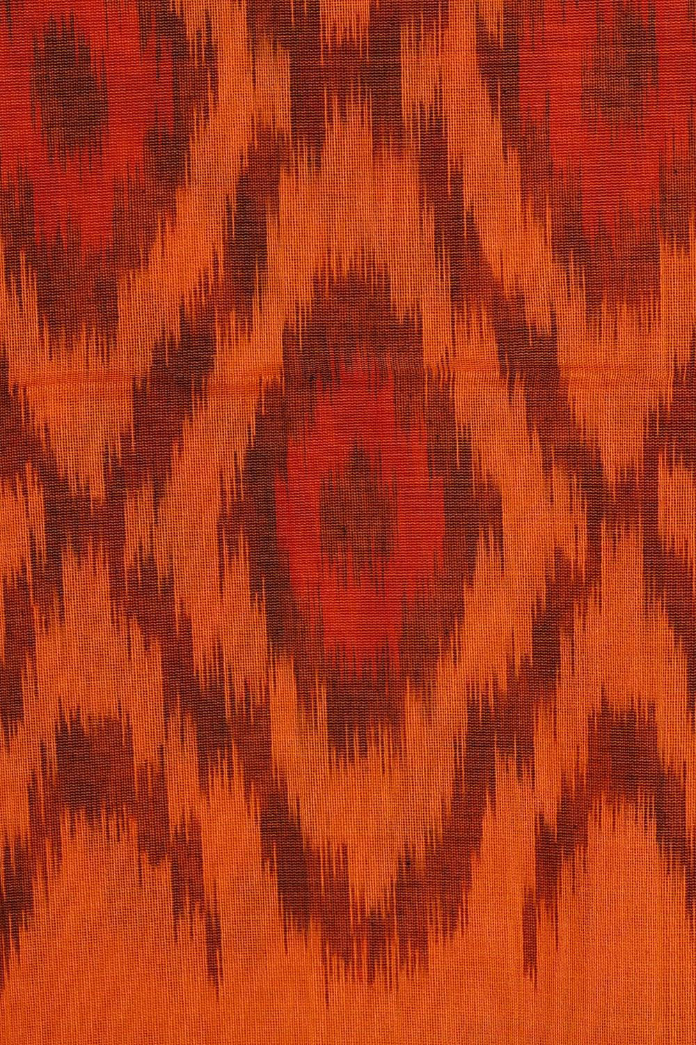 Ikat Cotton Silk Orange Saree