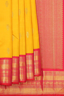 Collection of Arani Pattu Mustard Yellow Brocade Saree in a gallery layout