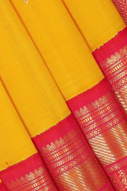 Collection of Arani Pattu Mustard Yellow Brocade Saree in a gallery layout