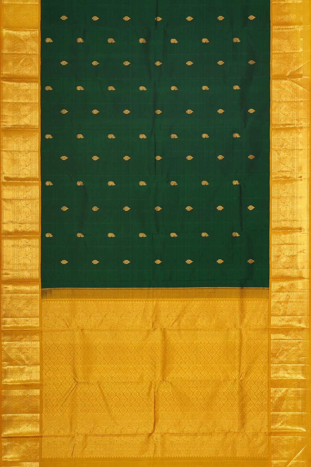 Collection of Arani Pattu Bottle Green Brocade Saree in a gallery layout