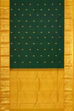 Collection of Arani Pattu Bottle Green Brocade Saree in a gallery layout