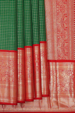 Collection of Arani Pattu Dark Green Brocade Saree in a gallery layout