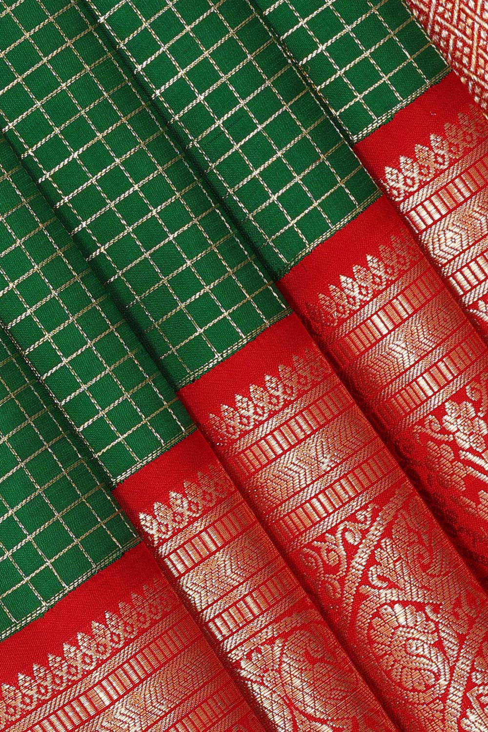 Image of Arani Pattu Dark Green Brocade Saree