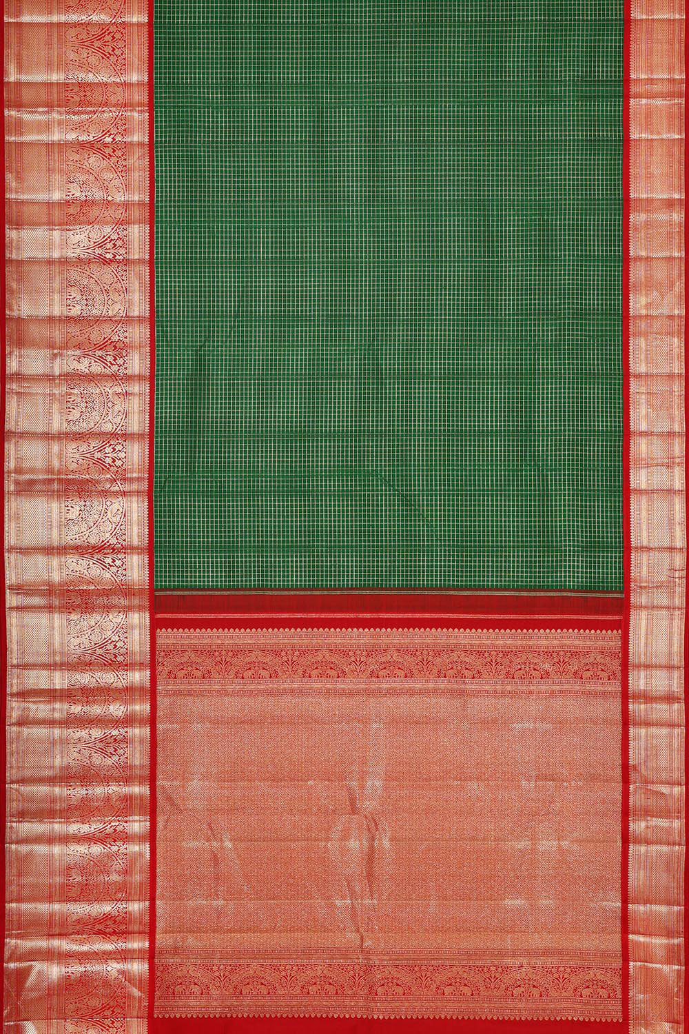 Collection of Arani Pattu Dark Green Brocade Saree in a gallery layout