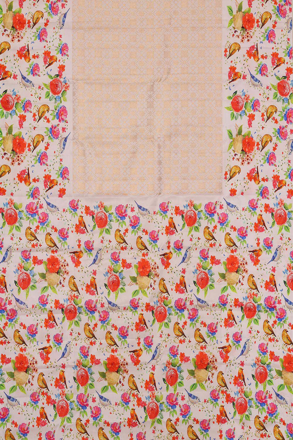 Image of Kanchipattu Cream Colour Floral Saree