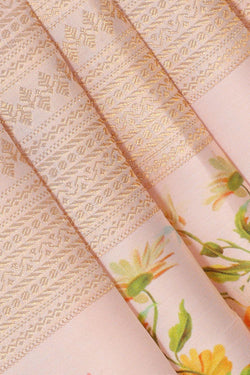 Collection of Kanchipattu Creamish Pink Floral Saree in a gallery layout