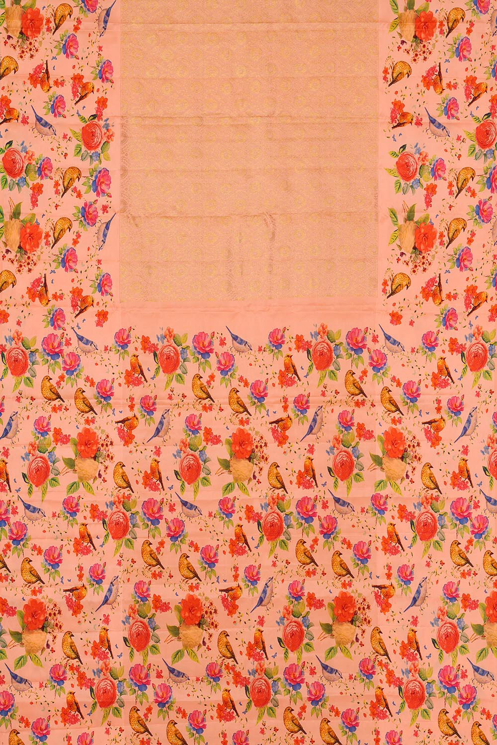 Image of Kanchipattu Peach Colour Floral Saree