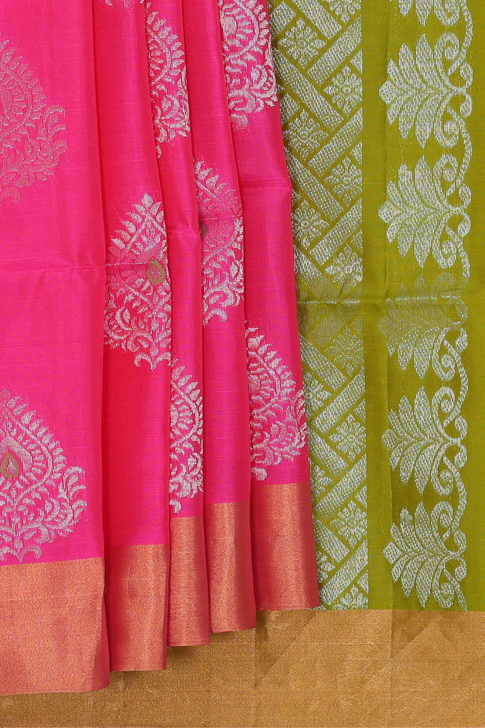 Collection of Rani Pink Silk Saree in a gallery layout