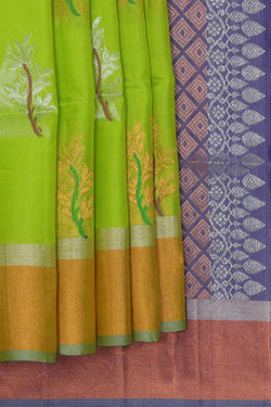 Collection of Parrot Green Silk Saree in a gallery layout