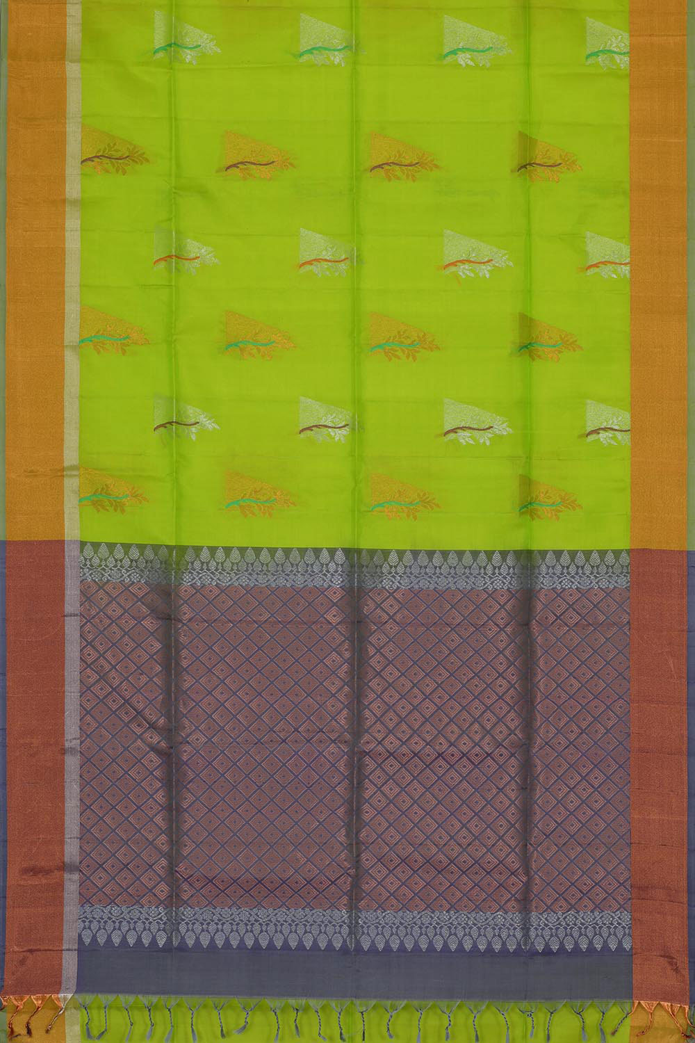 Collection of Parrot Green Silk Saree in a gallery layout