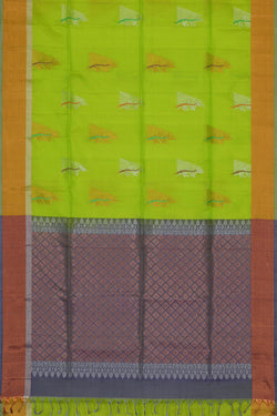 Collection of Parrot Green Silk Saree in a gallery layout