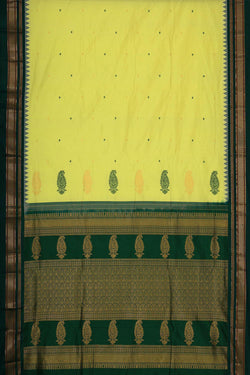 Image of Narayanpet Silk Lemon Yellow Saree