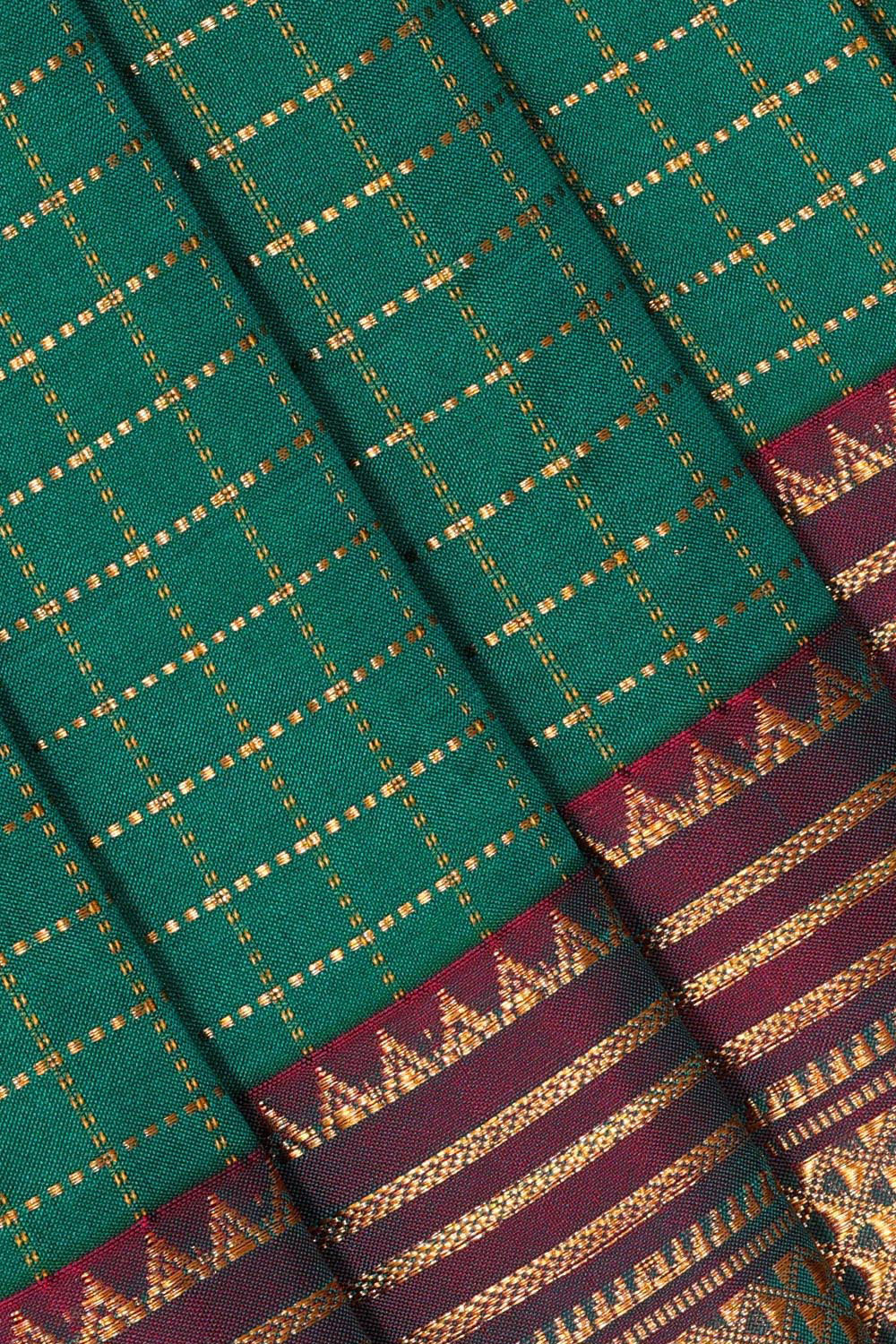 Narayanpet Silk Dark Green Saree