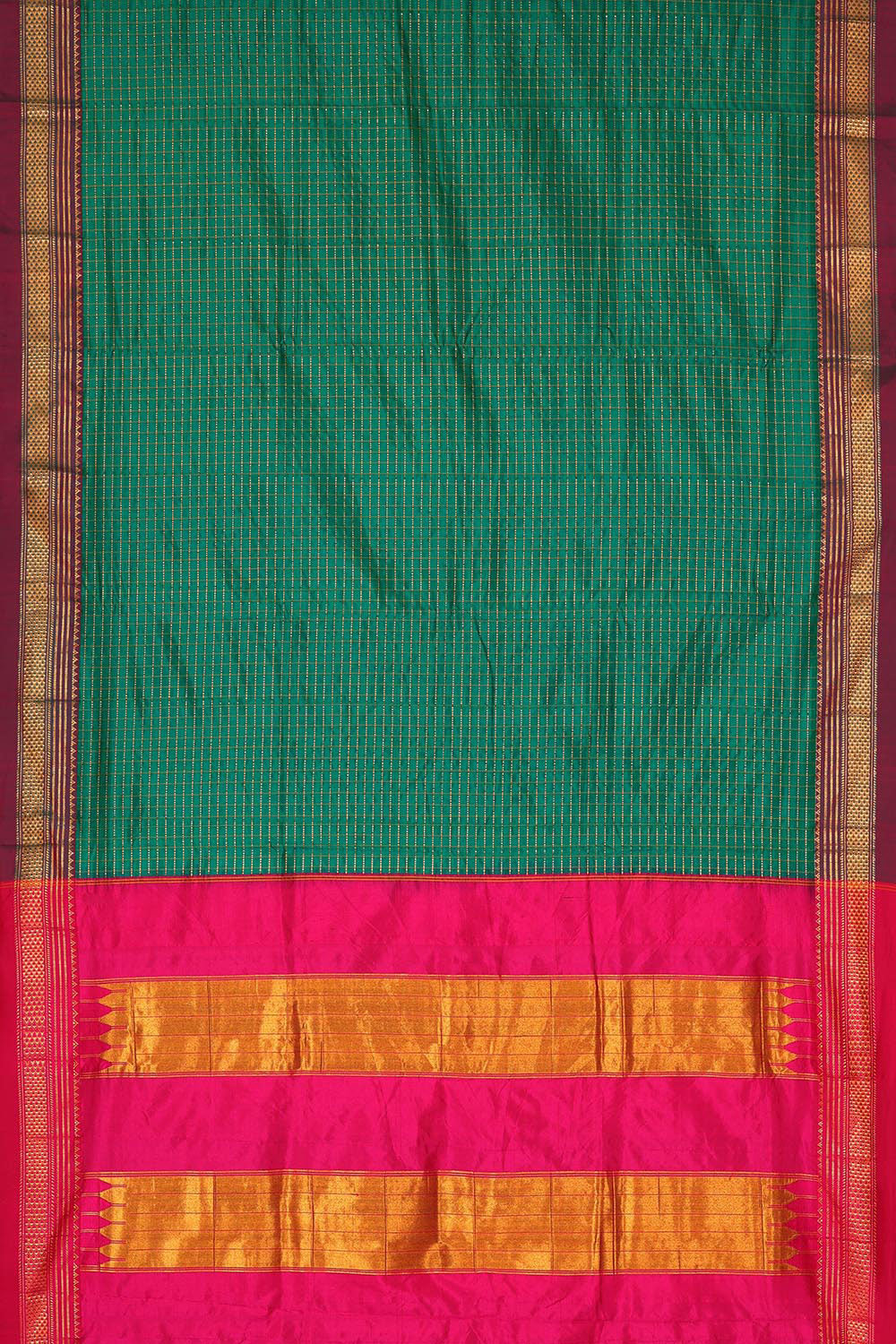 Narayanpet Silk Dark Green Saree