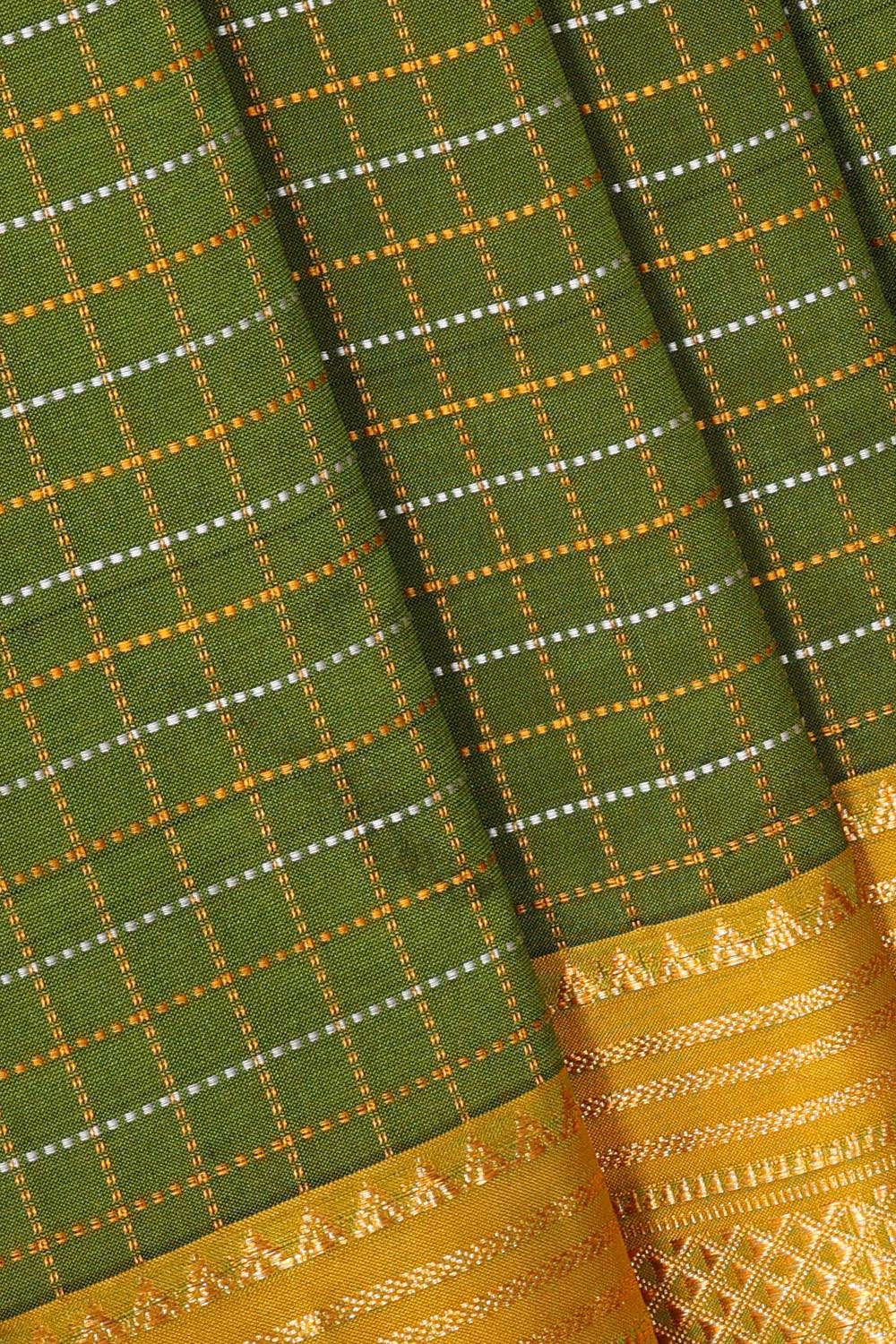 Narayanpet Silk Olive Green Saree