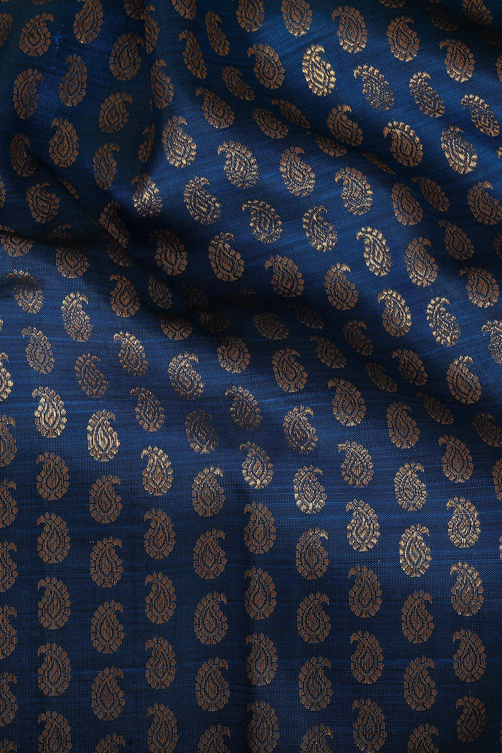 Kanchipattu Peacock Blue Pavada Unstitched Set