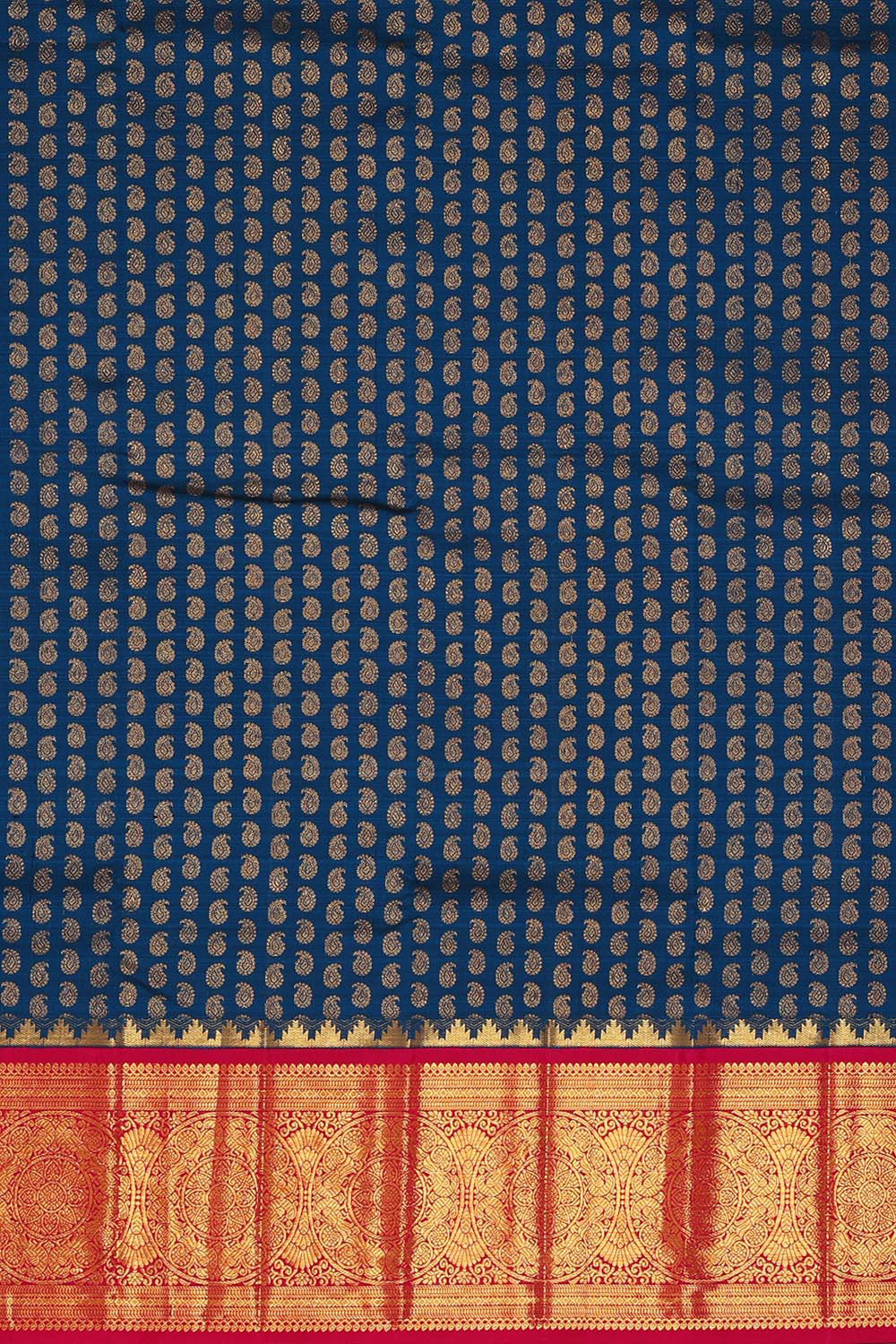 Kanchipattu Peacock Blue Pavada Unstitched Set