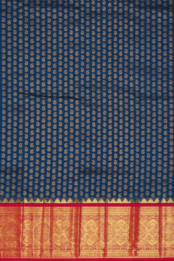 Image of Kanchipattu Peacock Blue Pavada Unstitched Set