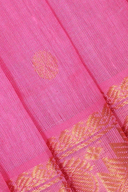 Image of Kuppadam Silk Cotton Rose Pink Saree