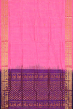 Image of Kuppadam Silk Cotton Rose Pink Saree