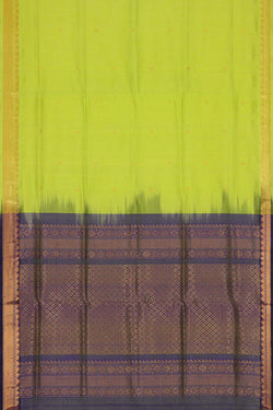 Image of Kuppadam Silk Cotton Parrot Green Saree