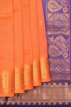 Image of Kuppadam Silk Cotton Orange Saree