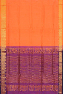 Image of Kuppadam Silk Cotton Orange Saree