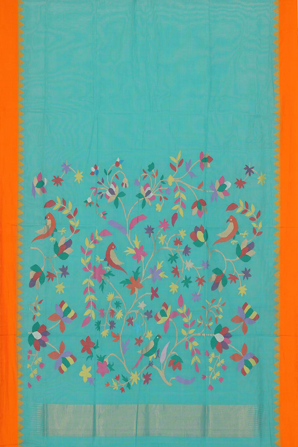 Collection of Uppada Handwoven Cotton Aqua Blue Jamdani Saree in a gallery layout