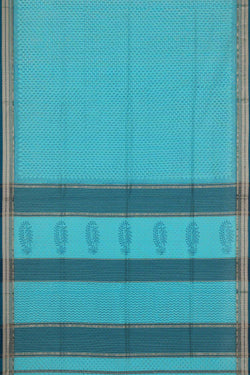 Collection of Maheshwari Cotton Block Printed Sky Blue Saree in a gallery layout