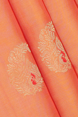 Image of Kanchipattu Peach Brocade Saree