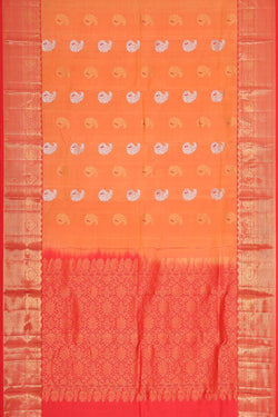 Image of Kanchipattu Peach Brocade Saree