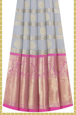 Image of Kanchipattu Grey Pavada Unstitched Set