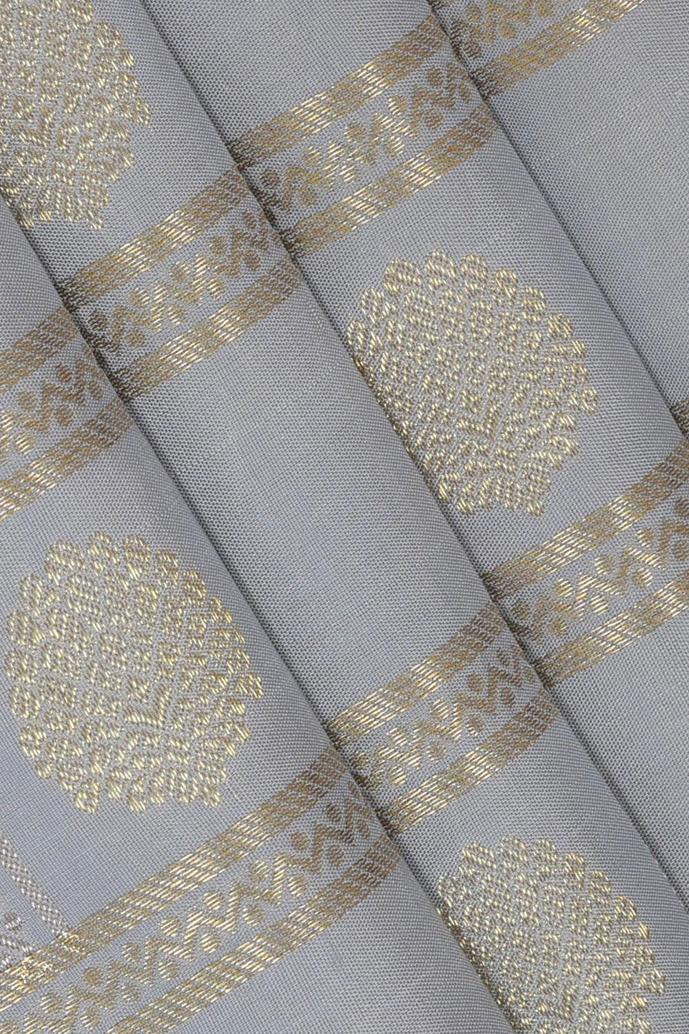 Kanchipattu Grey Pavada Unstitched Set