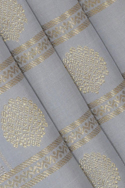 Image of Kanchipattu Grey Pavada Unstitched Set