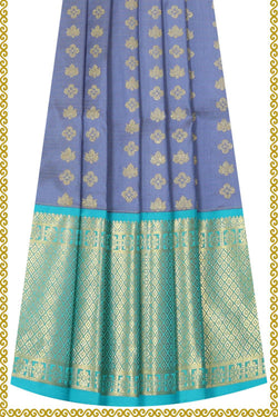 Image of Kanchipattu Purple Blue Pavada Unstitched Set