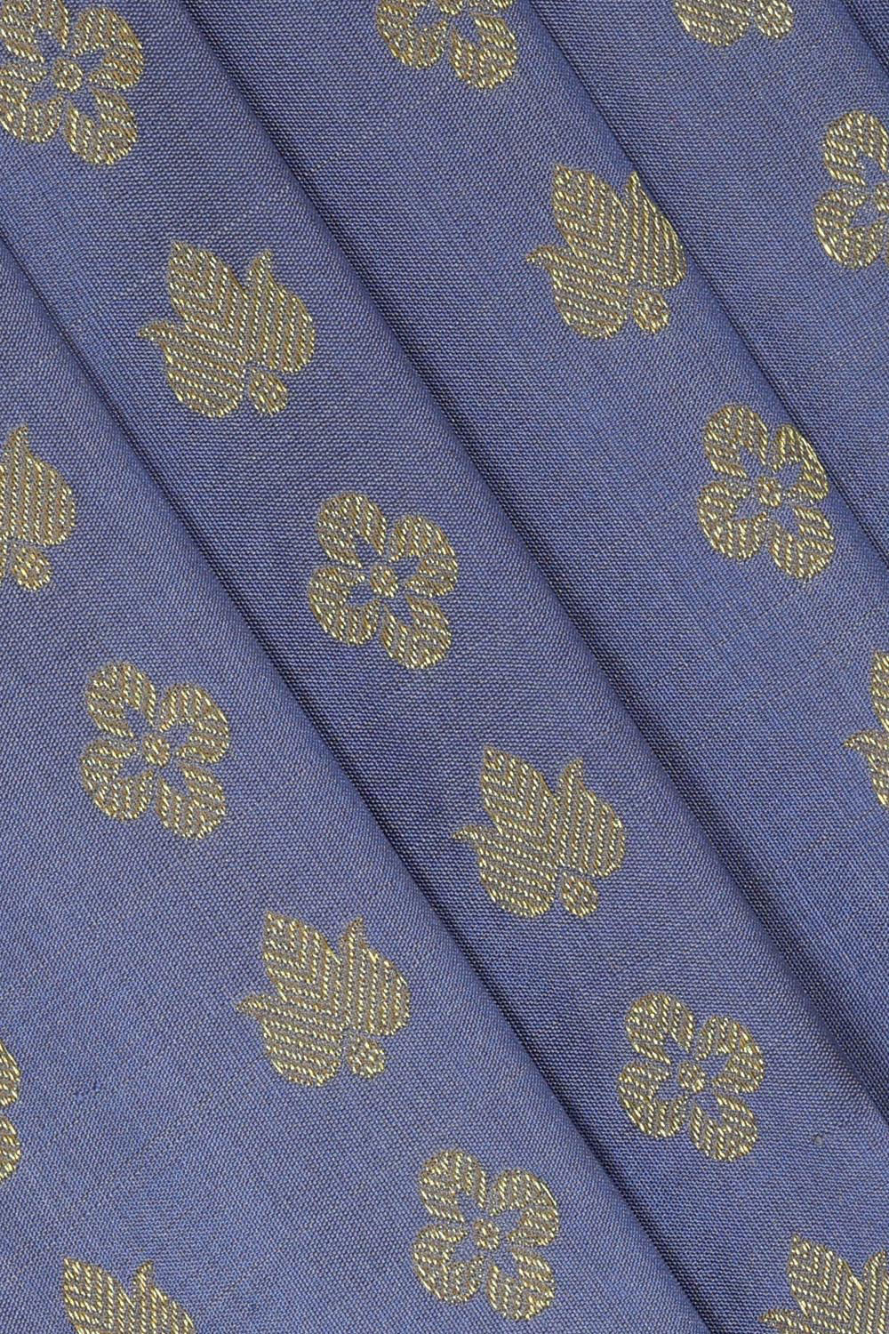 Kanchipattu Purple Blue Pavada Unstitched Set