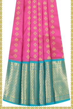 Image of Kanchipattu Rose Pink Pavada Unstitched Set