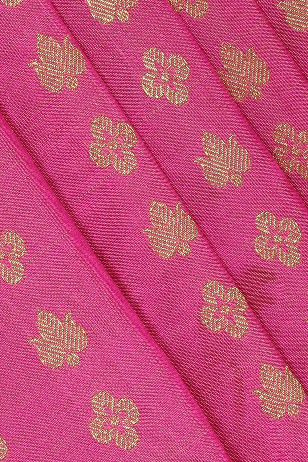 Kanchipattu Rose Pink Pavada Unstitched Set