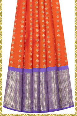 Image of Kanchipattu Orange Pavada Unstitched Set