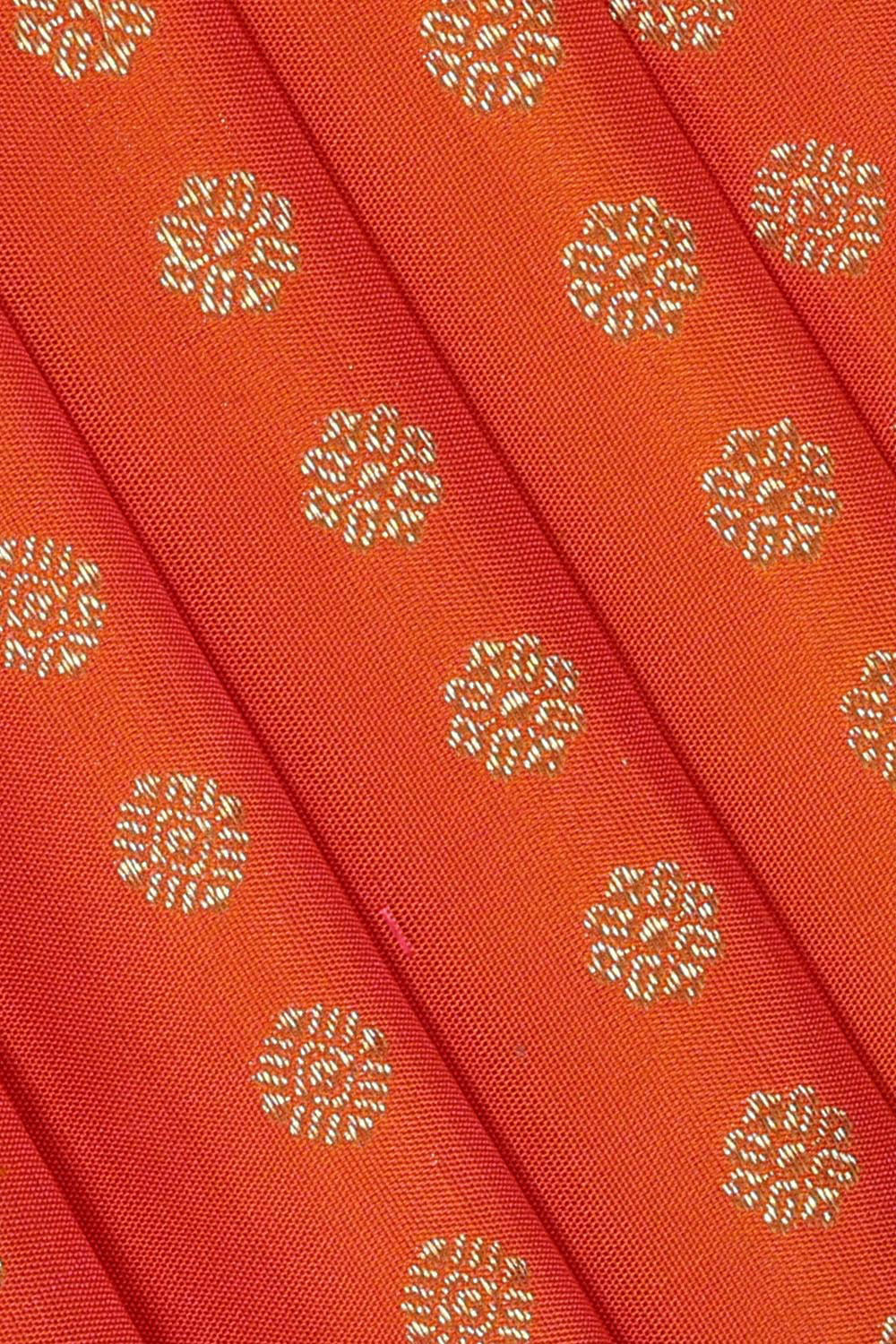 Kanchipattu Orange Pavada Unstitched Set